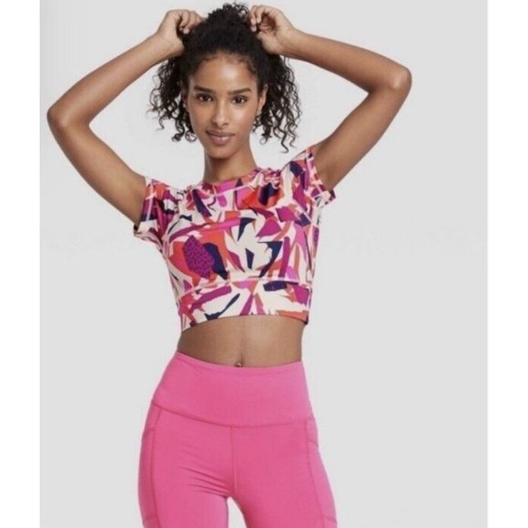 J. Dow Fitness - Women's Abstract Print Sports Crop Top - Extra Small - Picture 1 of 11